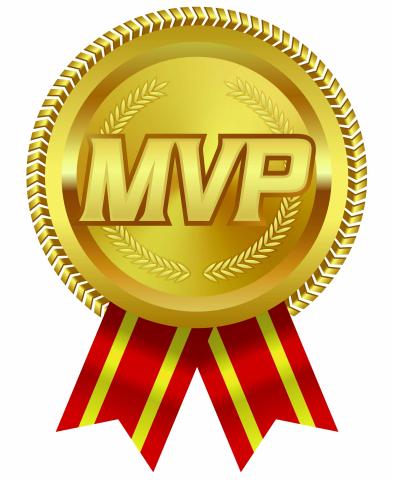 MVP award. A Golden badge with a red ribbon.