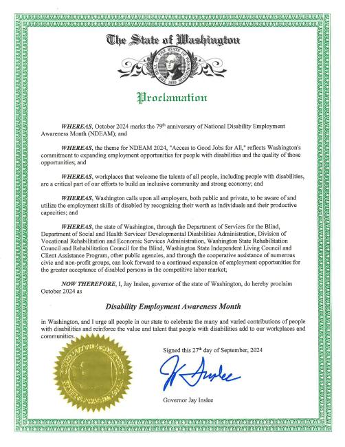 Governor's National Disability Employment Awareness Proclamation.