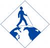 DSB logo showing a stick figure with a cane walking on the surface of the globe.